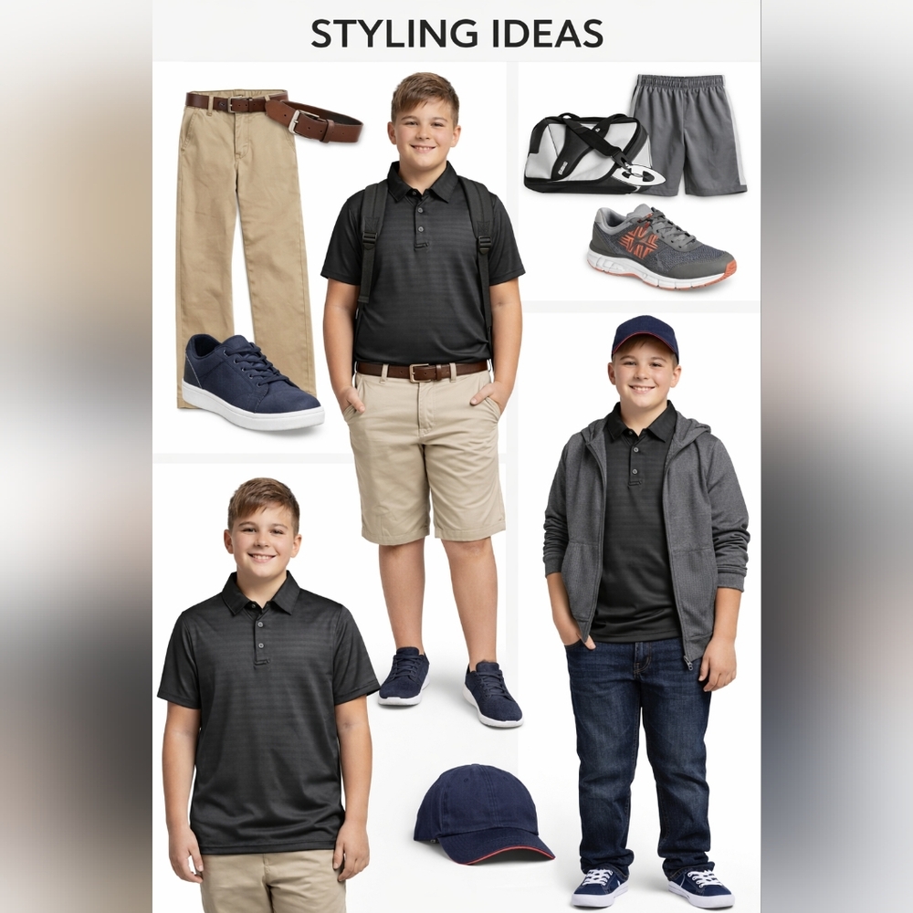 Nautica Boys School Uniform Polo – Black | M (10/12) Husky | NWT - Picture 4 of 8